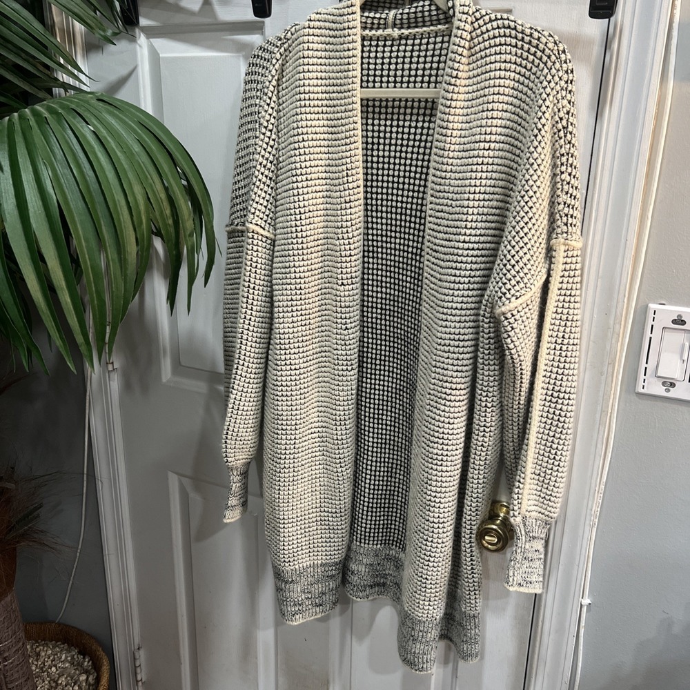 So So Soft Womens Caressa Cardigan Sweater Open Front Charcoal/cream Warm Hang